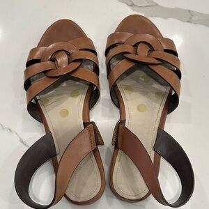 Boden Tan and Black Leather Sandals